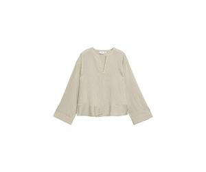 comma - Locker geschnittene Langarmbluse mit Streifenmuster beige - Gr. - 38