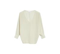 comma - Lockerer Strickpullover mit V-Ausschnitt und 3/4-Arm beige - Gr. - XS