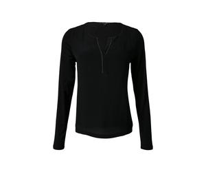 comma - Longsleeve aus Jersey mit Ziersteinen schwarz - Gr. - 34