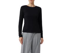 Longsleeve, Damen, Gr. 42, schwarz, Single Jersey, Obermaterial: 76% Viskose, 19% Polyester, 5% Elasthan, COMMA CASUAL IDENTITY, unifarben, casual, normal hüftbedeckend, Rundhals, Langarm, Shirts, mit