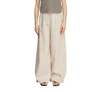 Comma Hose Melierte Wide-Leg aus Leinenmix mit Gürtel-Detail Beige Größe 38/REG