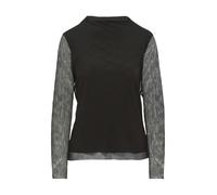 comma - Mesh-Longsleeve mit Plisseefalten schwarz - Gr. - 44