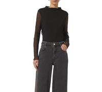 comma - Mesh-Longsleeve mit Plisseefalten schwarz - Gr. - 44