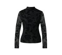 comma - Meshshirt mit floralem Samtdruck schwarz - Gr. - 34
