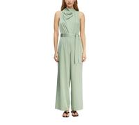 comma - Satin-Jumpsuit mit französischer Schulter und Drapé-Ausschnitt grün - Gr. - 44