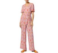COMMA Jumpsuit aus Viskose mit Allover-Muster und Bindegürtel in Pink, Größe 36