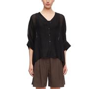 Schlupfbluse COMMA, Damen, Gr. L, grau, schwarz, Web, Obermaterial: 85% Viskose, 15% Polyester, unifarben, lässig geschnitten hüftbedeckend, V-Ausschnitt, abgerundeter Saum, Blusen Schlupfbluse, Trans
