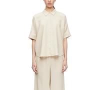 Hemdbluse COMMA, Damen, Gr. 34, oat milk, Web, Obermaterial: 55% Leinen, 45% Lyocell, unifarben, lässig geschnitten hüftbedeckend, Rundhals, abgesteppte Kante, Blusen Hemdbluse, aus einem Leinenmix (7