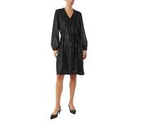 COMMA Pailletten-Kleid mit V-Ausschnitt und Bindegürtel