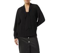 Comma Bluse Plissierte Chiffon-Bluse mit Schleifen-Detail Schwarz Gr. 38