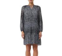 Comma Kleid Plissiertes Chiffonkleid mit All-over-Print schwarz/grau Gr. 40