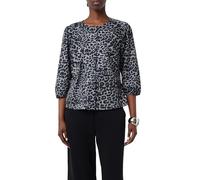 Comma Popeline-Bluse mit All-Over-Leo-Print und Puffärmeln Grau/Schwarz Größe 38