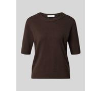 COMMA Pullover aus Baumwoll-Mix in Feinstrick-Optik in Dunkelbraun, Größe 38
