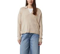 Strickpullover COMMA, Damen, Gr. 46, beige melange, Strick, Obermaterial: 80% Viskose, 20% Polyamid, meliert, regular fit normal, V-Ausschnitt, Pullover Strickpullover, mit V-Ausschnitt und Polo Krage
