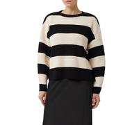 Comma Strickpullover Ringelpullover aus Grobstrick mit dezenten Pailletten Schwarz M