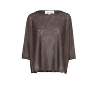 Comma Strickpullover Feinstrick Leinenmix Rundhals Damen Braun Gr. S (36)