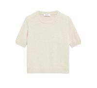 Comma Strickpullover Damen Kurzarm Rundhals Wolle-Mix meliert Almond Melange Gr. 46