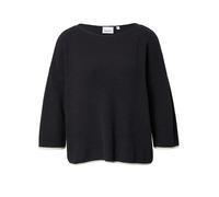 Strickpullover COMMA, Damen, Gr. 34, navy, Strick, Obermaterial: 100% Baumwolle, kontrastfarbene Details, unifarben, regular fit normal, U-Boot-Ausschnitt, kontrastfarben, Pullover Strickpullover, mit