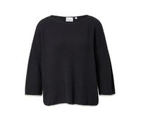 Strickpullover COMMA, Damen, Gr. 36, navy, Strick, Obermaterial: 100% Baumwolle, kontrastfarbene Details, unifarben, regular fit normal, U-Boot-Ausschnitt, kontrastfarben, Pullover Strickpullover, mit