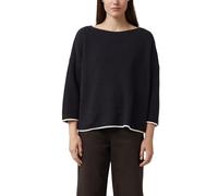 Comma Strickpullover Damen – 100% Baumwolle, U-Boot-Ausschnitt, kontrastfarbene Details – Navy Gr. 40