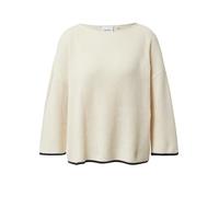 Strickpullover COMMA, Damen, Gr. 34, beige, Strick, Obermaterial: 100% Baumwolle, kontrastfarbene Details, unifarben, regular fit normal, U-Boot-Ausschnitt, kontrastfarben, Pullover Strickpullover, mi