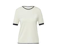 Strickpullover COMMA, Damen, Gr. 44, ecru, Strick, Obermaterial: 85% Viskose, 15% Polyester, unifarben mit Farbeinsatz, normal hüftbedeckend, Rundhals, Pullover Strickpullover, halbarm, mit farblich a