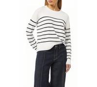 comma - Strickpullover mit Streifenmuster weiß - Gr. - 44