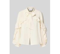 COMMA Regular Fit Schluppenbluse aus Viskose-Mix mit Volants in Offwhite, Größe 36