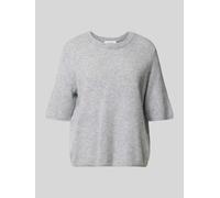 Comma Strickpullover Relaxed Fit Kurzarm 100% Wolle meliert silbergrau Gr. 40 Rundhals