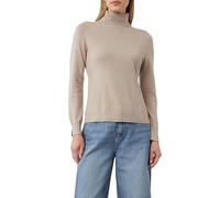 comma Strickpullover mit gerippten Abschlüssen in Taupe, Größe 36