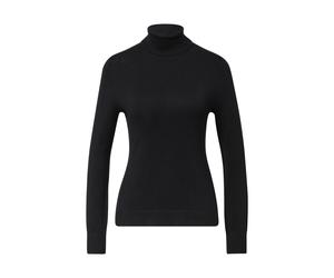 comma - Rollkragenpullover im Slim Fit mit Ärmelschlitzen schwarz - Gr. - 38