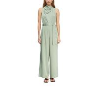 comma - Satin-Jumpsuit mit französischer Schulter und Drapé-Ausschnitt grün - Gr. - 36