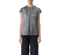 Satinbluse COMMA, Damen, Gr. 40, grau (grau, schwarz), Satin, Obermaterial: 95% Polyester, 5% Elasthan, bedruckt, regular fit taillenbedeckt, Rundhals, Blusen Satinbluse, mit All-Over Print (64259602-