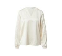 Comma Satinbluse Damen mit V-Ausschnitt und feinen Rippdetails creme Größe 42