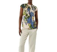 Comma Satinierte Bluse mit All-Over-Print und Raffung