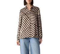 Comma Satinierte Hemdbluse mit All-over-Print und Knopfleiste Braun/Beige Größe 36