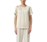 Shirtbluse COMMA, Damen, Gr. 38, vanilla, Web, Obermaterial: 95% Polyester, 5% Elasthan, unifarben, normal hüftbedeckend, Rundhals, Blusen, mit gerafftem Kragen und Cut-out (39622316-38) vanilla