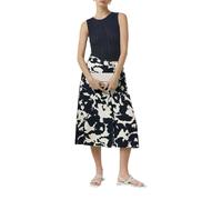 Langer Viskose-Rock mit All-Over-Print Navy 36