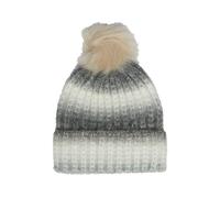 Strick-Beanie mit Glitzergarn und Fake Fur-Bommel creme|grau ONESIZE