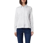 Comma Streifenbluse aus Baumwollstretch mit Leo-Detail
