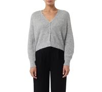 Cardigan, Damen, Gr. S (36), graumelange, Strick, Obermaterial: 46% Polyamid, 27% Alpaka, 27% Wolle, COMMA CASUAL IDENTITY, casual, relaxed fit taillenlang, V-Ausschnitt, Langarm, Strickjacken, casual