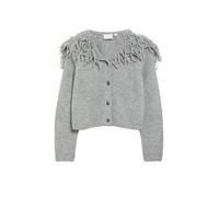 comma - Strickjacke mit Fransen grau - Gr. - 44