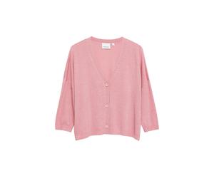 comma - Strickjacke mit V-Ausschnitt und 3/4-Ärmeln pink - Gr. - L
