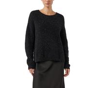 Comma Strickpullover Oversized mit gerippten Abschlüssen, Relaxed Fit, Glitzergarn Schwarz Gr. 46