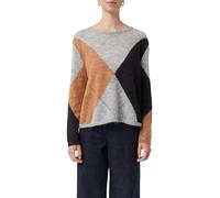 Comma Strickpullover Alpakawollmix mit Rautenmuster Damen Grau S