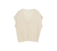 Pullunder COMMA, Damen, Gr. S, oat milk, Strick, Obermaterial: 57% Leinen, 27% Viskose, 16% Polyester, unifarben, lässig geschnitten hüftbedeckend, V-Ausschnitt, Bündchen, Pullover Pullunder, mit V-Au