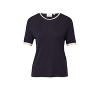 Comma Strickpullover Damen Rundhals halbarm 85% Viskose, 15% Polyester uni, Farbeinsatz navy Gr. 40