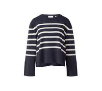 Strickpullover COMMA, Damen, Gr. 36, blau, Strick, Obermaterial: 71% Viskose, 29% Polyester, geringelt, lässig geschnitten hüftbedeckend, Rundhals, Bündchen, Pullover Strickpullover, geringelt, Rundha