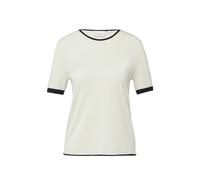 Strickpullover COMMA, Damen, Gr. 42, ecru, Strick, Obermaterial: 85% Viskose, 15% Polyester, unifarben mit Farbeinsatz, normal hüftbedeckend, Rundhals, Pullover Strickpullover, halbarm, mit farblich a