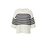 Comma Strandpullover Damen Gr. S (36) ecru gestreift mit Glitzer 3/4-Arm Rundhals
